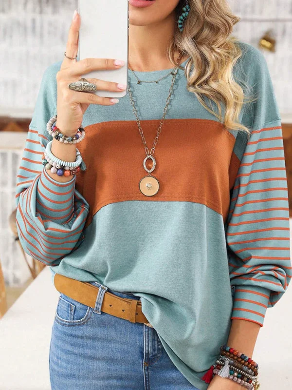 Stripe Pullover | Sport Color Block Long Sleeve Top