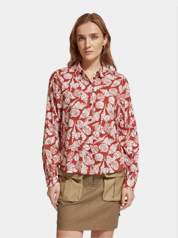 Printed balloon sleeve shirt