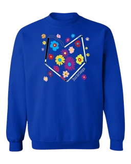 Colorful Flower Heart Cane Crewneck Sweatshirt - Royal Blue