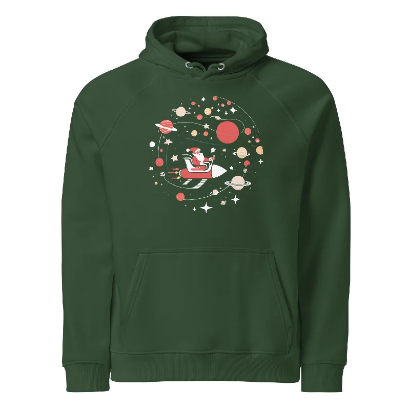 Cosmic Claus Christmas Graphic Women Eco Raglan Hoodie