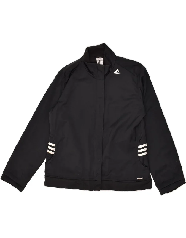 ADIDAS Womens Bomber Jacket UK 14 Large  Black Cotton