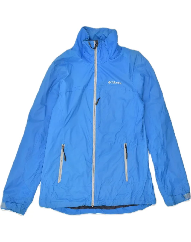 COLUMBIA Womens Rain Jacket UK 14 Medium Blue Nylon