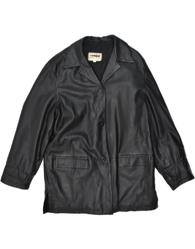 CONBIPEL Womens Leather Jacket IT 46 Large Black Leather