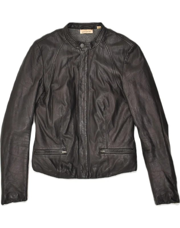 DKNY Womens Leather Jacket UK 6 XS Black Leather