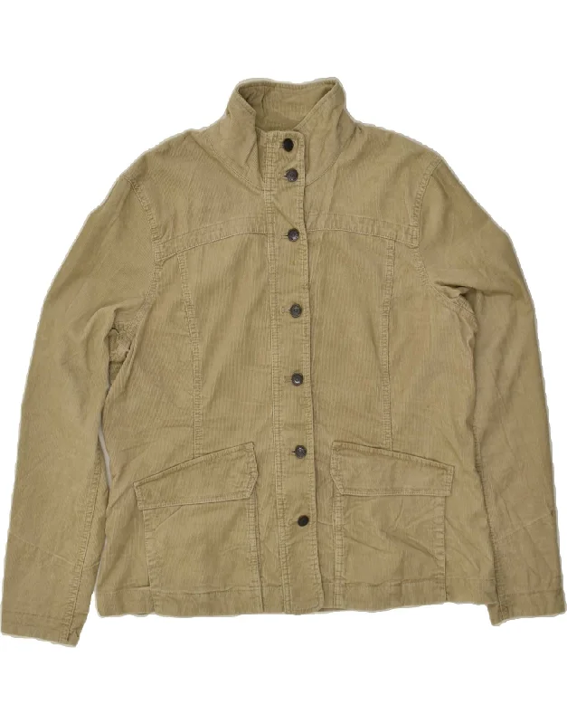 EDDIE BAUER Womens Corduroy Jacket UK 18 XL Khaki Cotton