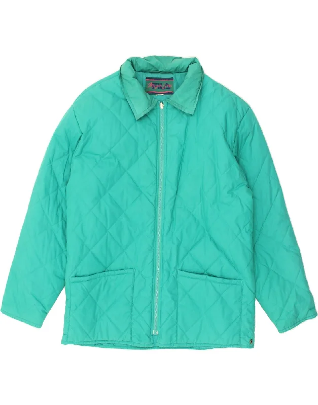 FILA Womens Quilted Jacket UK 20 2XL Turquoise Polyester