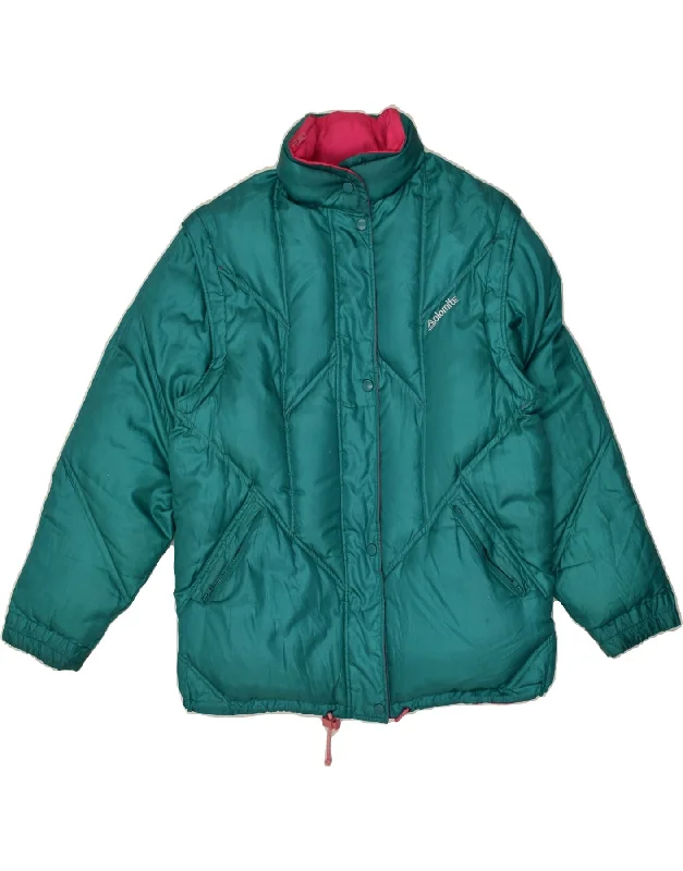 OLOMITE Womens Padded Reversible Jacket UK 14 Medium Green Polyester