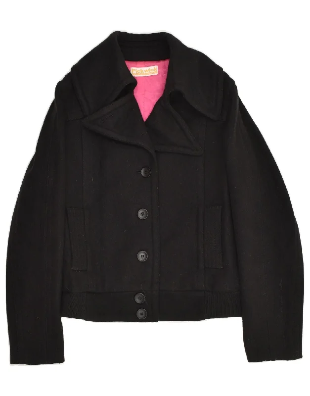 PICKWICK Womens Bomber Jacket UK 10 Small Black Wool