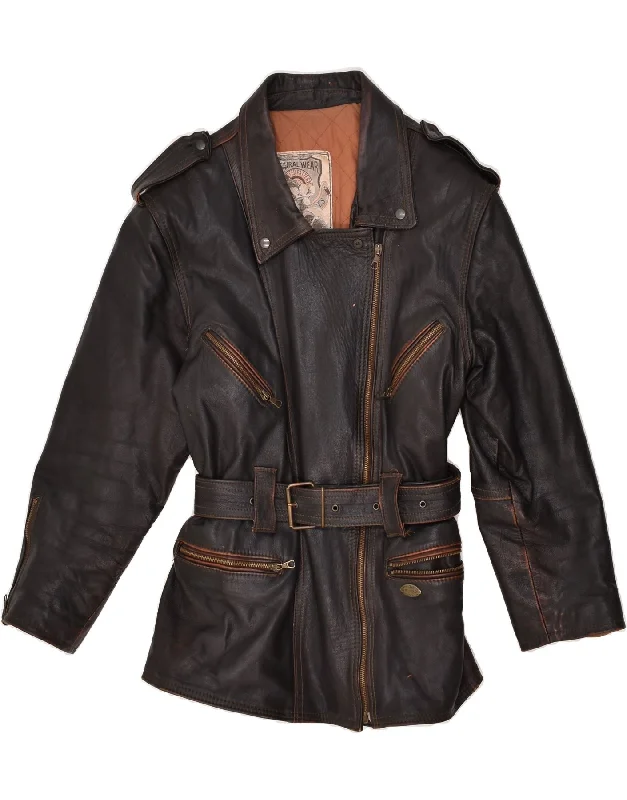 VERA PELLE Womens Leather Jacket UK 14 Medium Brown Leather