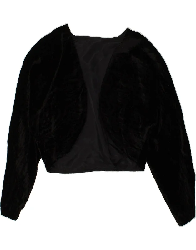 VINTAGE Womens Bolero Jacket UK 12 Medium Black