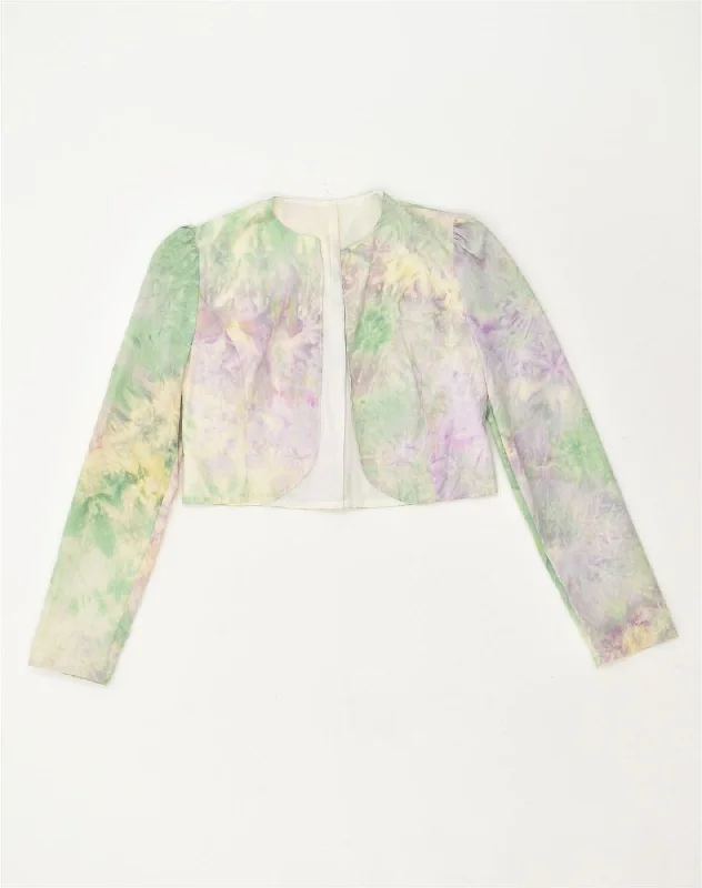 VINTAGE Womens Bolero Jacket UK 8 Small Multicoloured Tie Dye