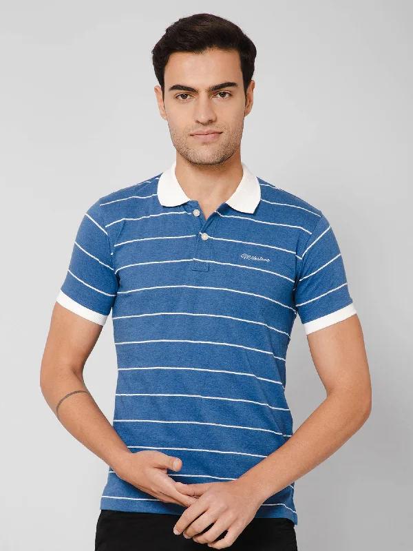 Men Blue Melange T-Shirt