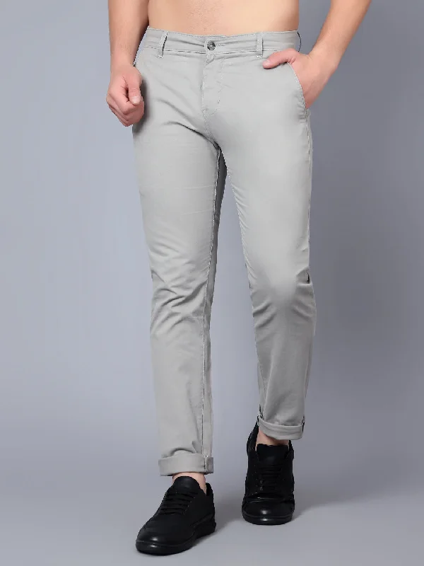 Men's Casual Flat front Light Grey  Trousers