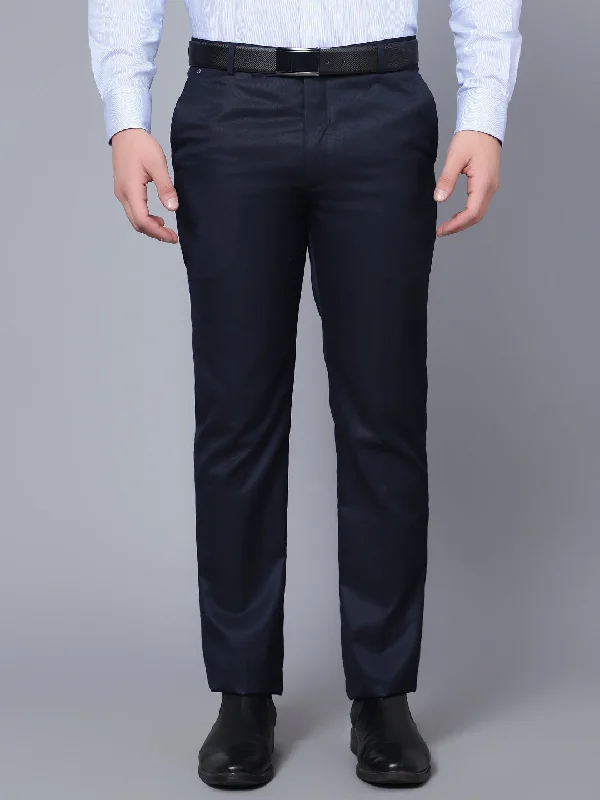 Men's Formal Flat front Navy Blue  Trousers