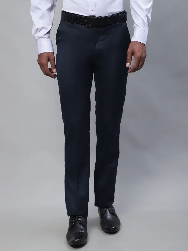 Men's Formal Flat front Navy Blue  Trousers