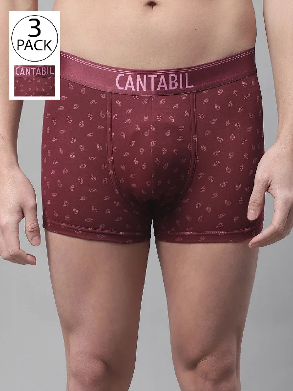 Men's Maroon Paisley Print Fashion Brief - 3's Pack