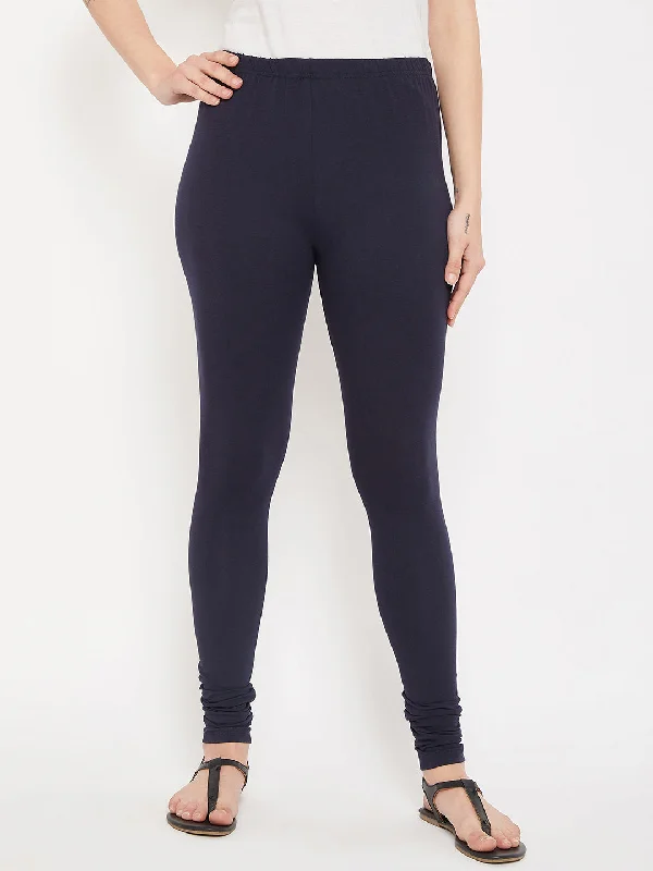 Women's Casual Skinny Fit Navy  Mid rise Leggings