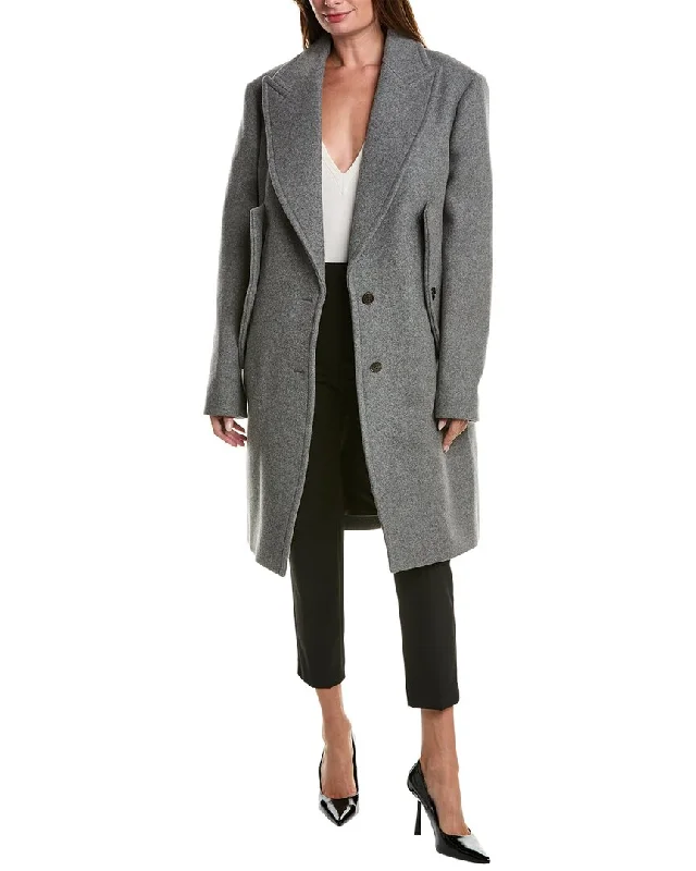 Michael Kors Collection Reefer Slit Sleeve Wool Coat