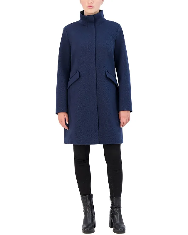 Cole Haan Soft Twill Zip Up Coat