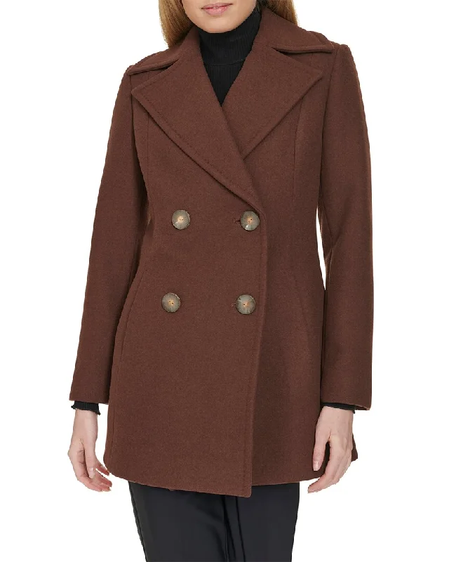 Cole Haan Fine Wool-Blend Twill Peacoat