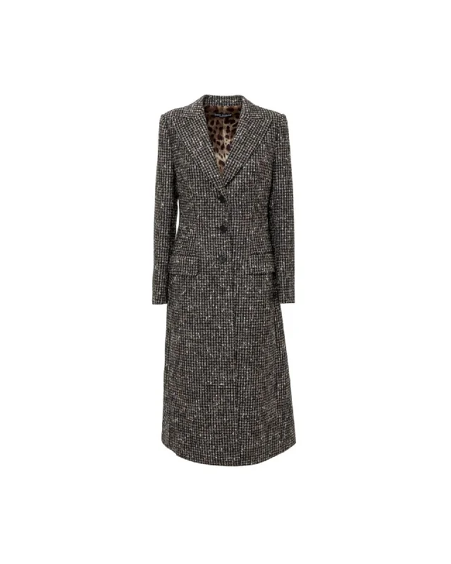 Dolce & Gabbana Wool and Alpaca Coat with Lapel Collar and Flap Pockets