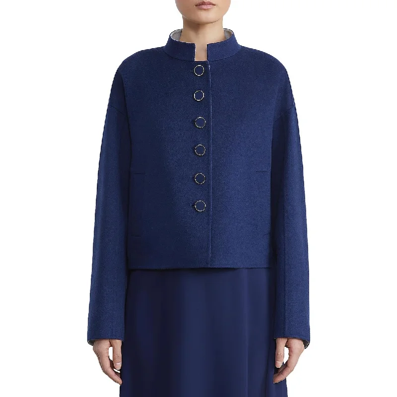 Womens Band Collar Warm Wool Coat