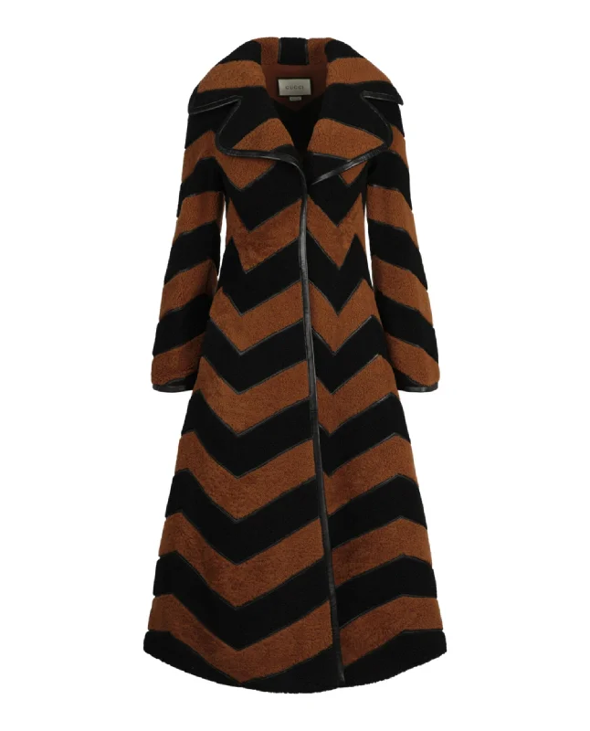 Gucci Womens Chevron Fur Coat