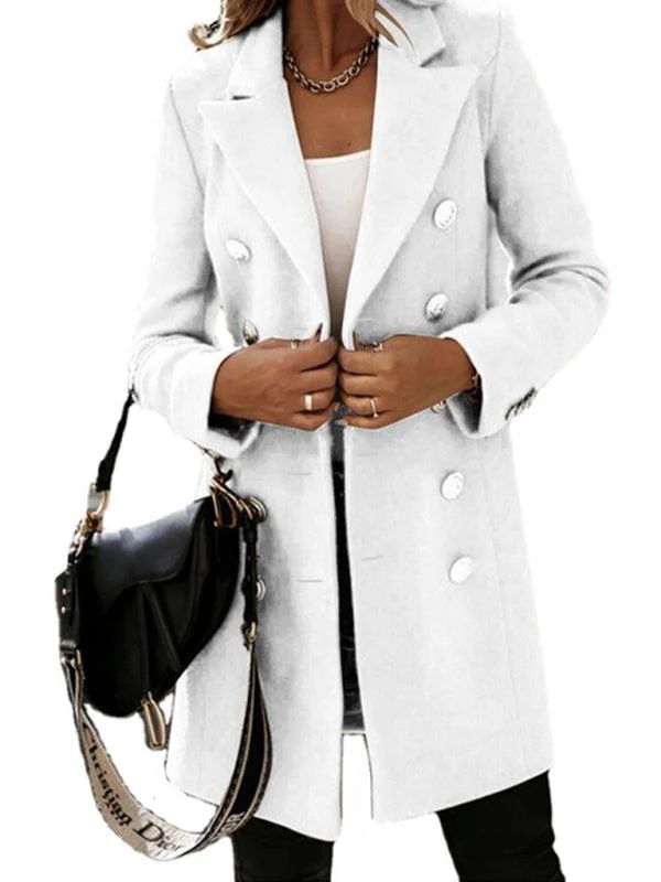 Double-Breasted Women Woolen Coat