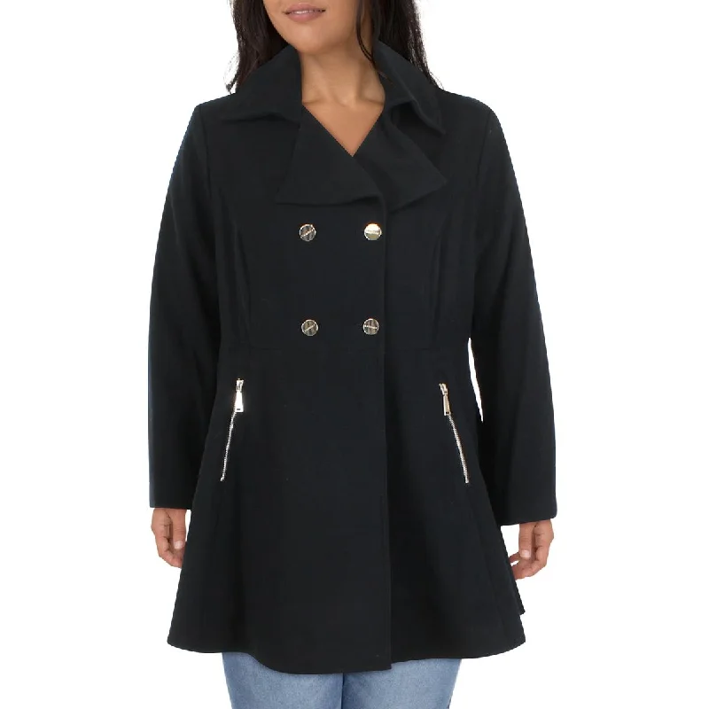 Laundry by Shelli Segal Women's Double Breasted Wool Coat with Skirted Hem