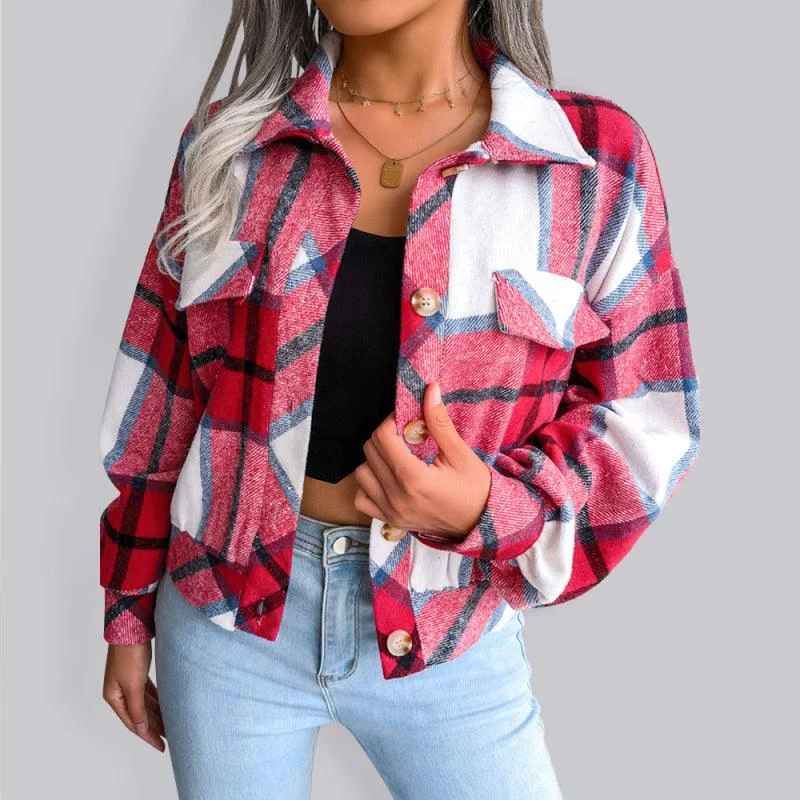 Short Plaid Loose Women’s Coat