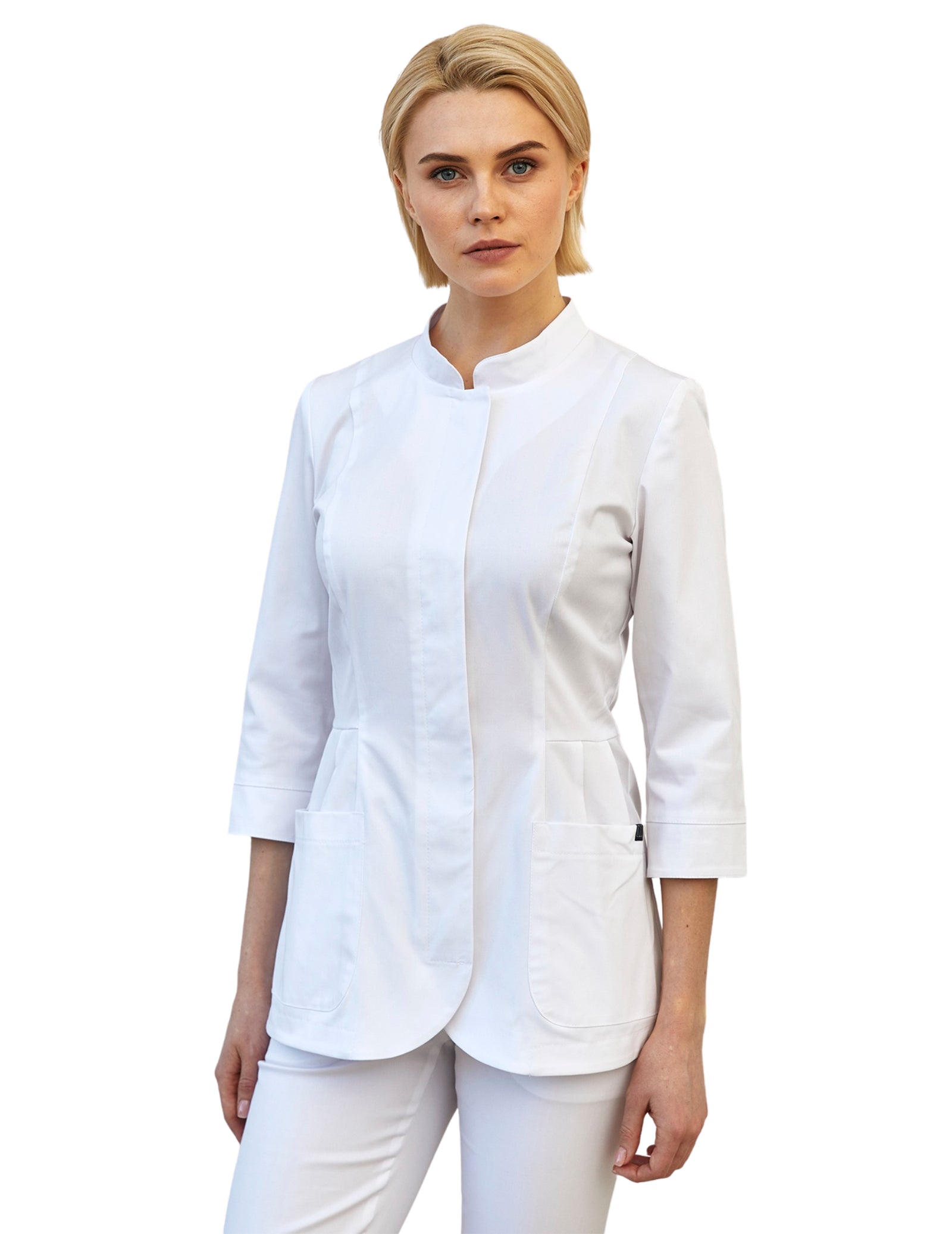 Treat in Style Women's Elegant Lab Coat Short - White