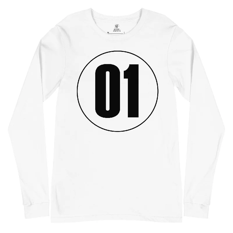 Unisex Long Sleeve Tee: Black on White 01