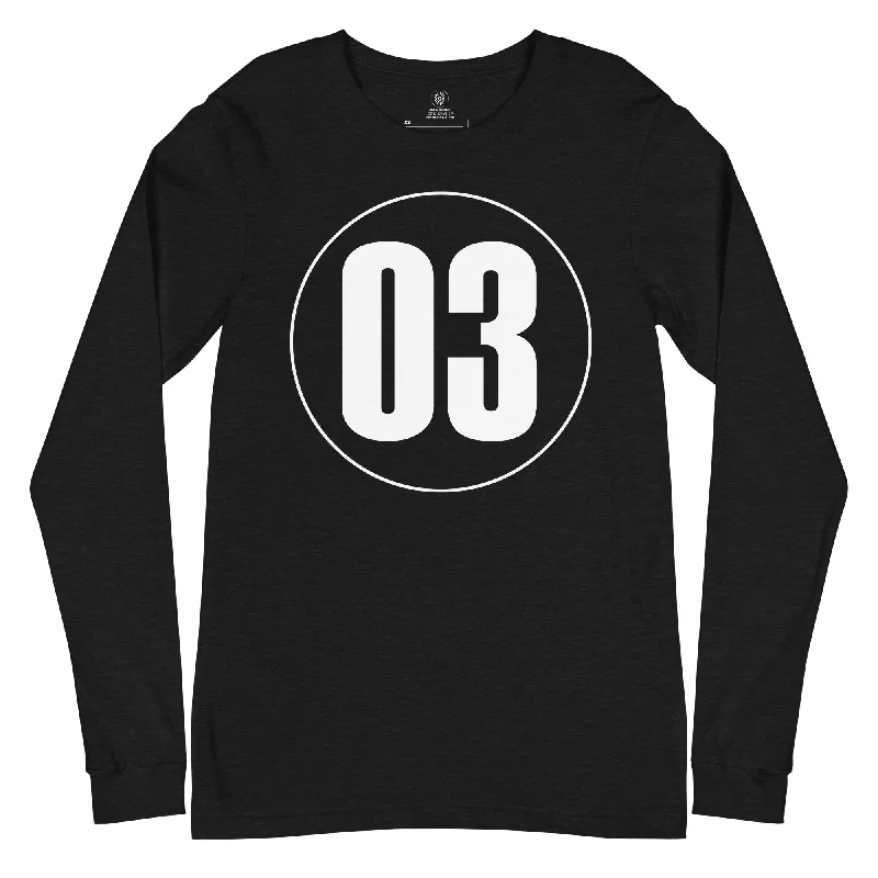 Unisex Long Sleeve Tee: White on Black 03