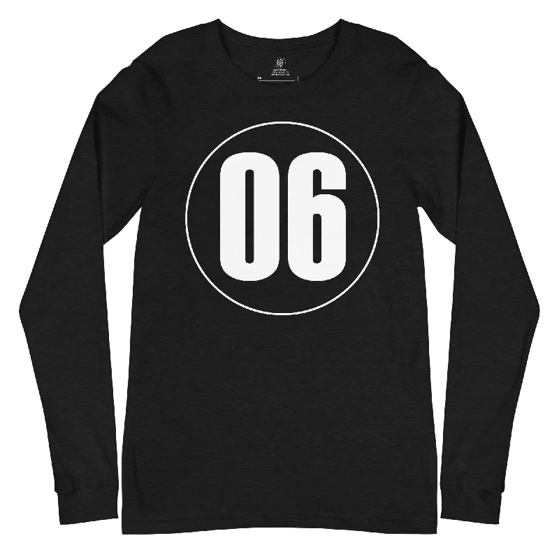 Unisex Long Sleeve Tee: White on Black 06