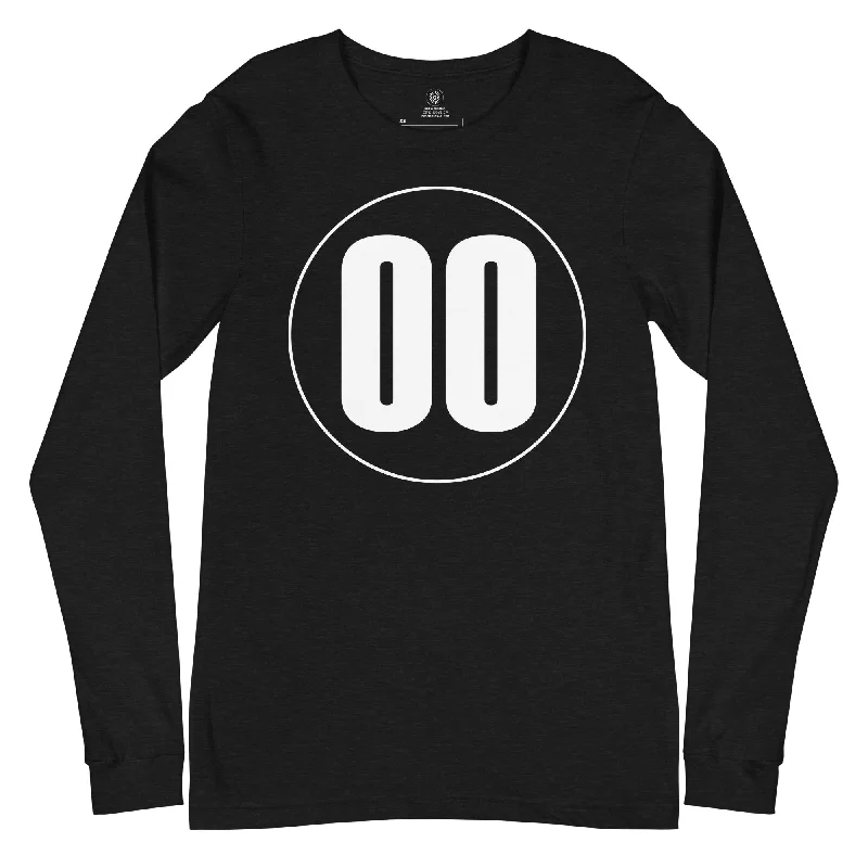 Unisex Long Sleeve Tee: White on Black 00