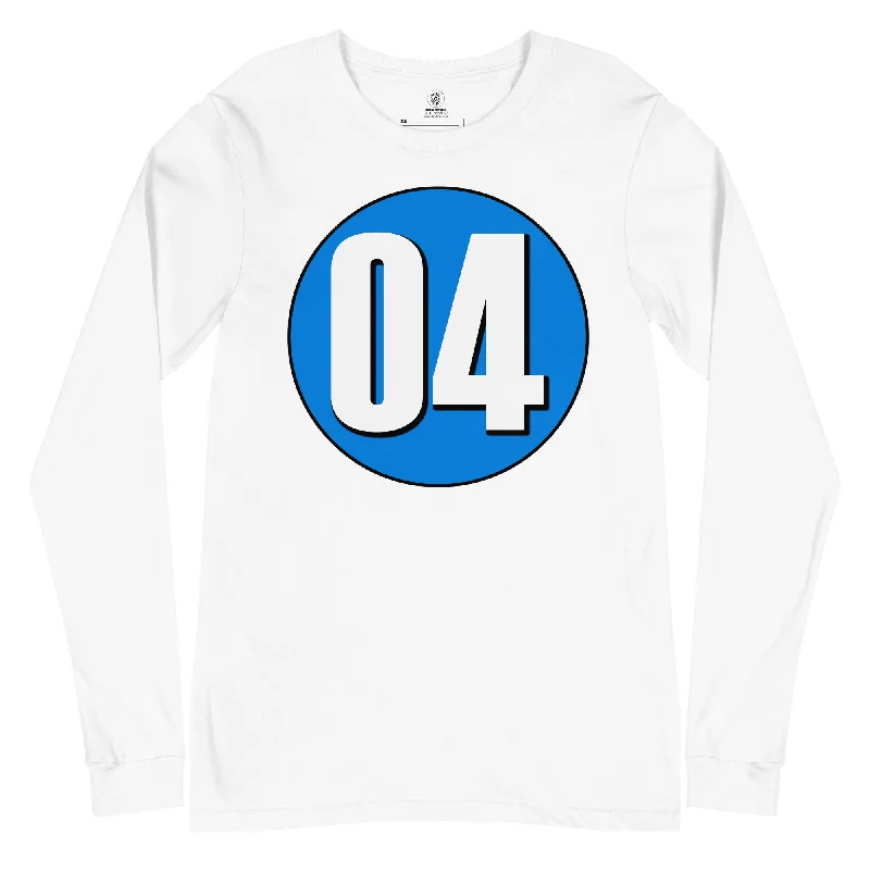 Unisex Long Sleeve Tee: White on Blue 04