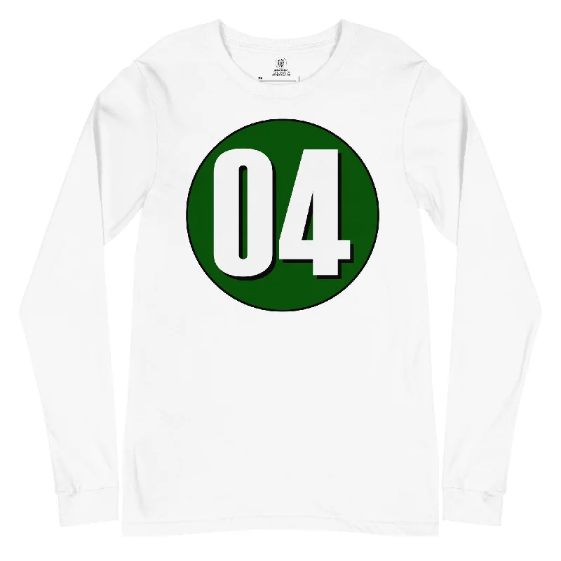 Unisex Long Sleeve Tee: White on Hunter Green 04