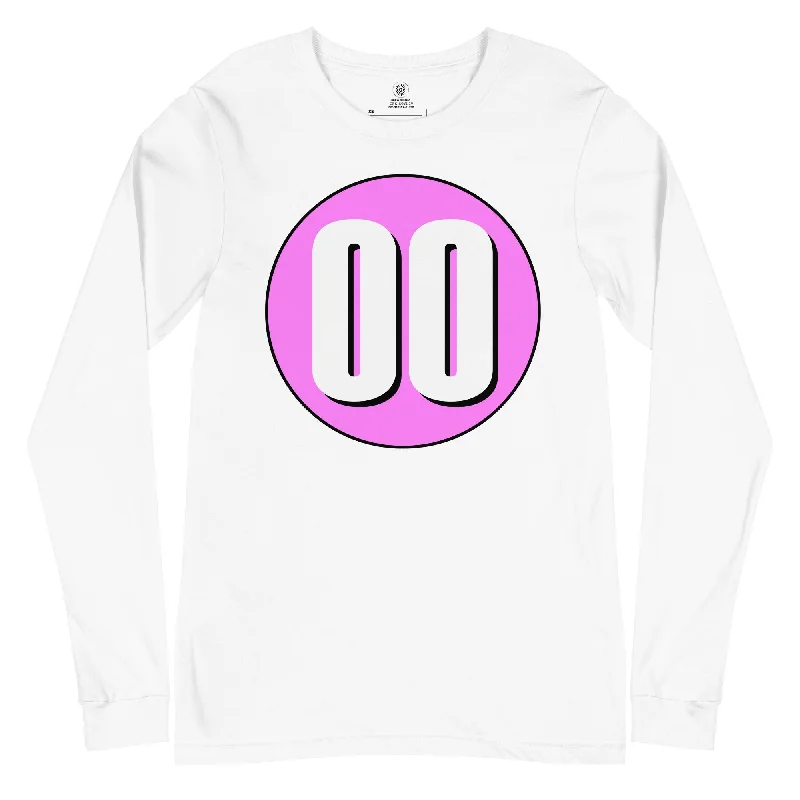 Unisex Long Sleeve Tee: White on Pink 00