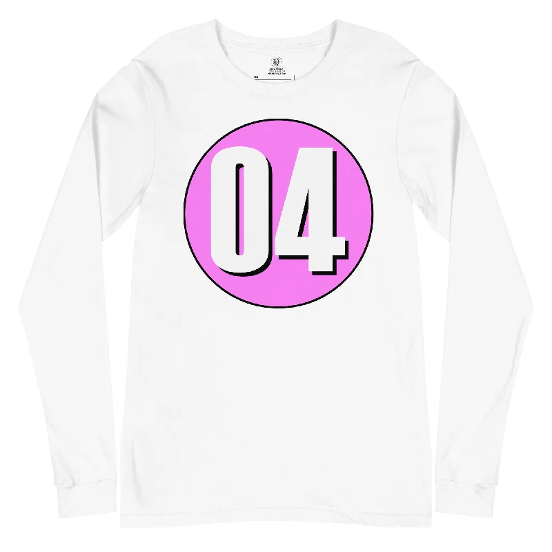 Unisex Long Sleeve Tee: White on Pink 04