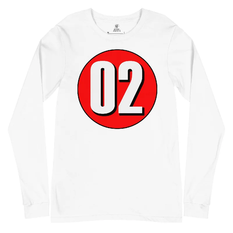 Unisex Long Sleeve Tee: White on Red 02