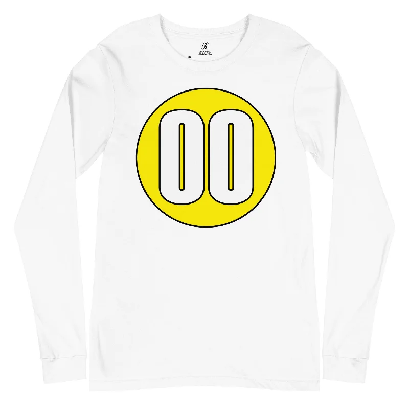 Unisex Long Sleeve Tee: White on Yellow 00