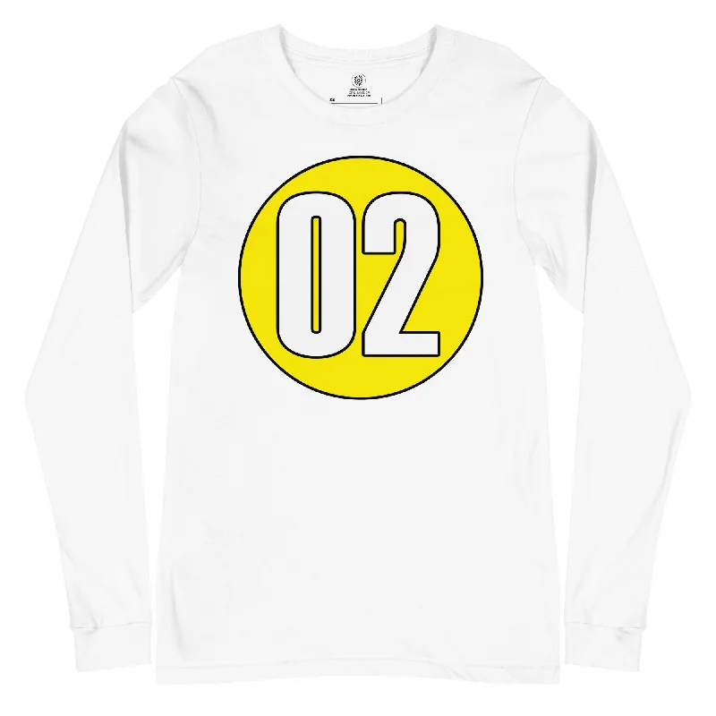 Unisex Long Sleeve Tee: White on Yellow 02