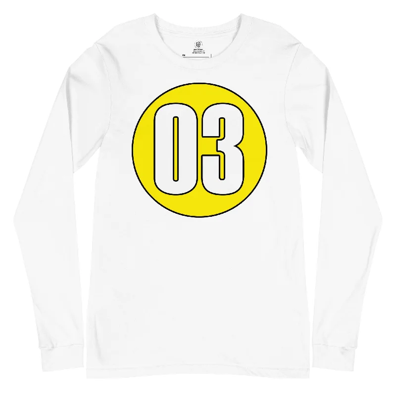 Unisex Long Sleeve Tee: White on Yellow 03