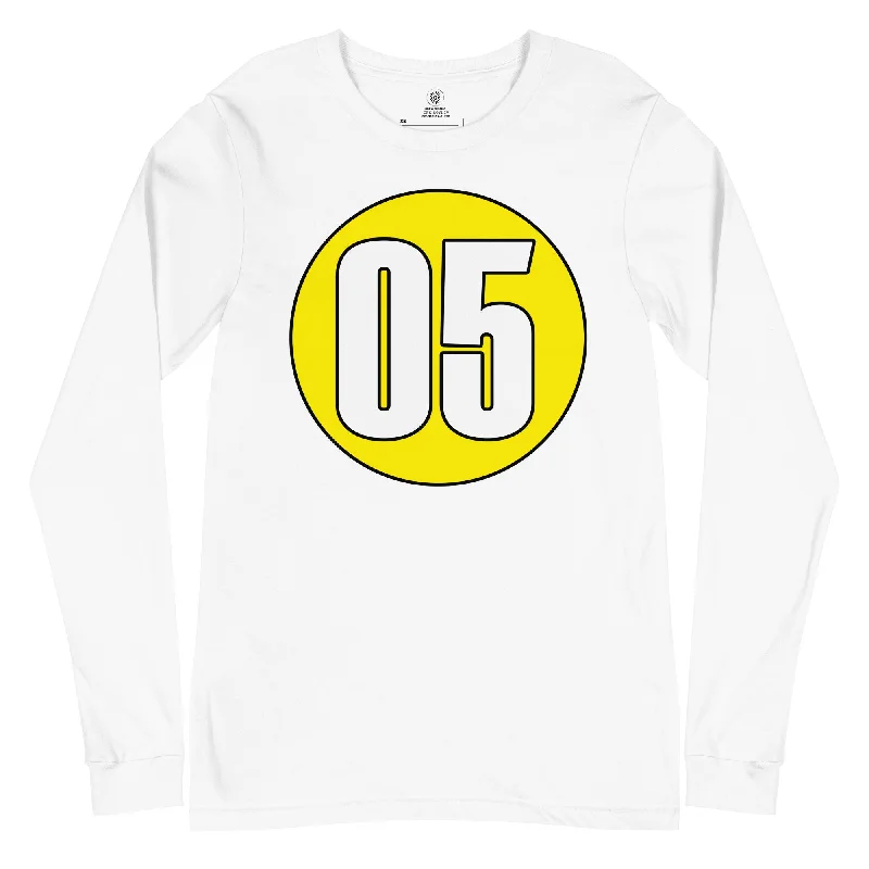 Unisex Long Sleeve Tee: White on Yellow 05