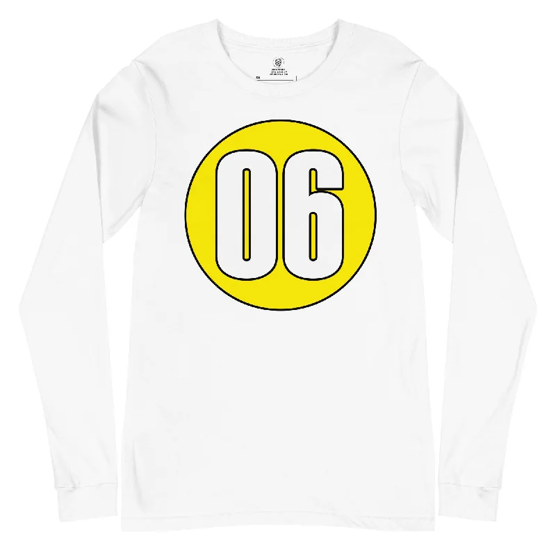 Unisex Long Sleeve Tee: White on Yellow 06