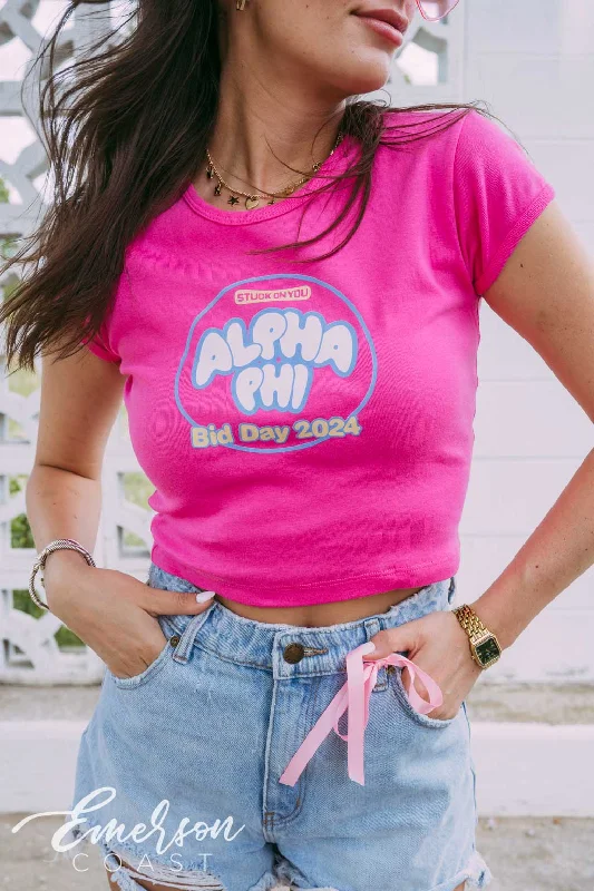 Alpha Phi Stuck On You Bid Day Baby Tee