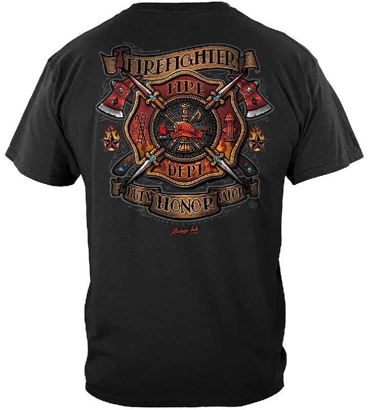 Firefighter Duty, Honor, Valor Vintage Tattoo Art Classic T-Shirt