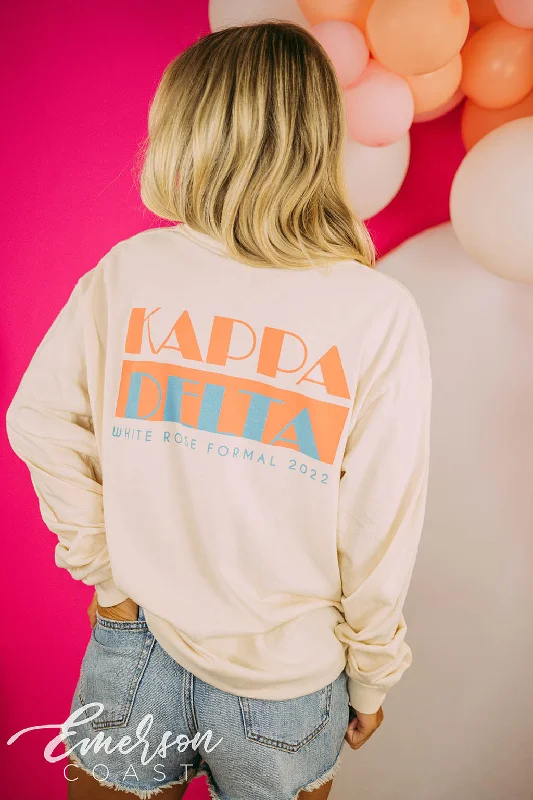 Kappa Delta White Rose Formal Long Sleeve Tee