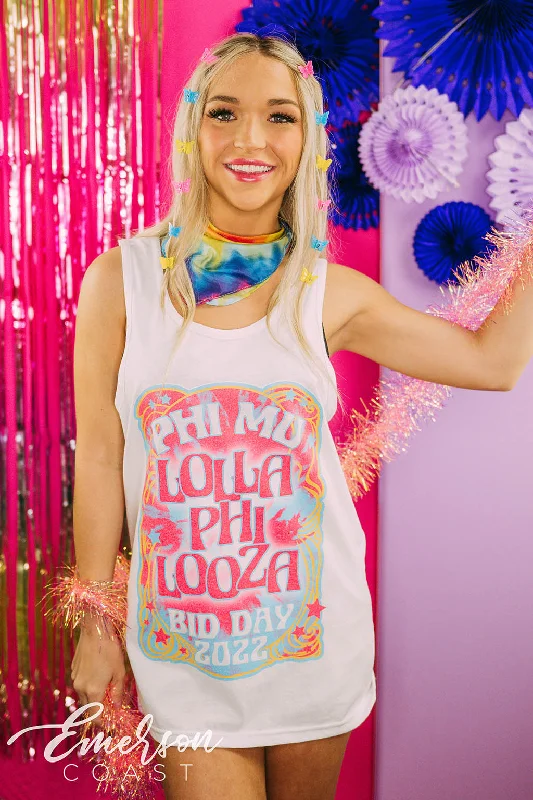 Phi Mu Bid Day Lollapalooza Themed Tank