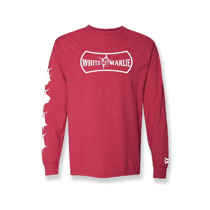 Adult Red Long Sleeve White Marlie T-Shirt